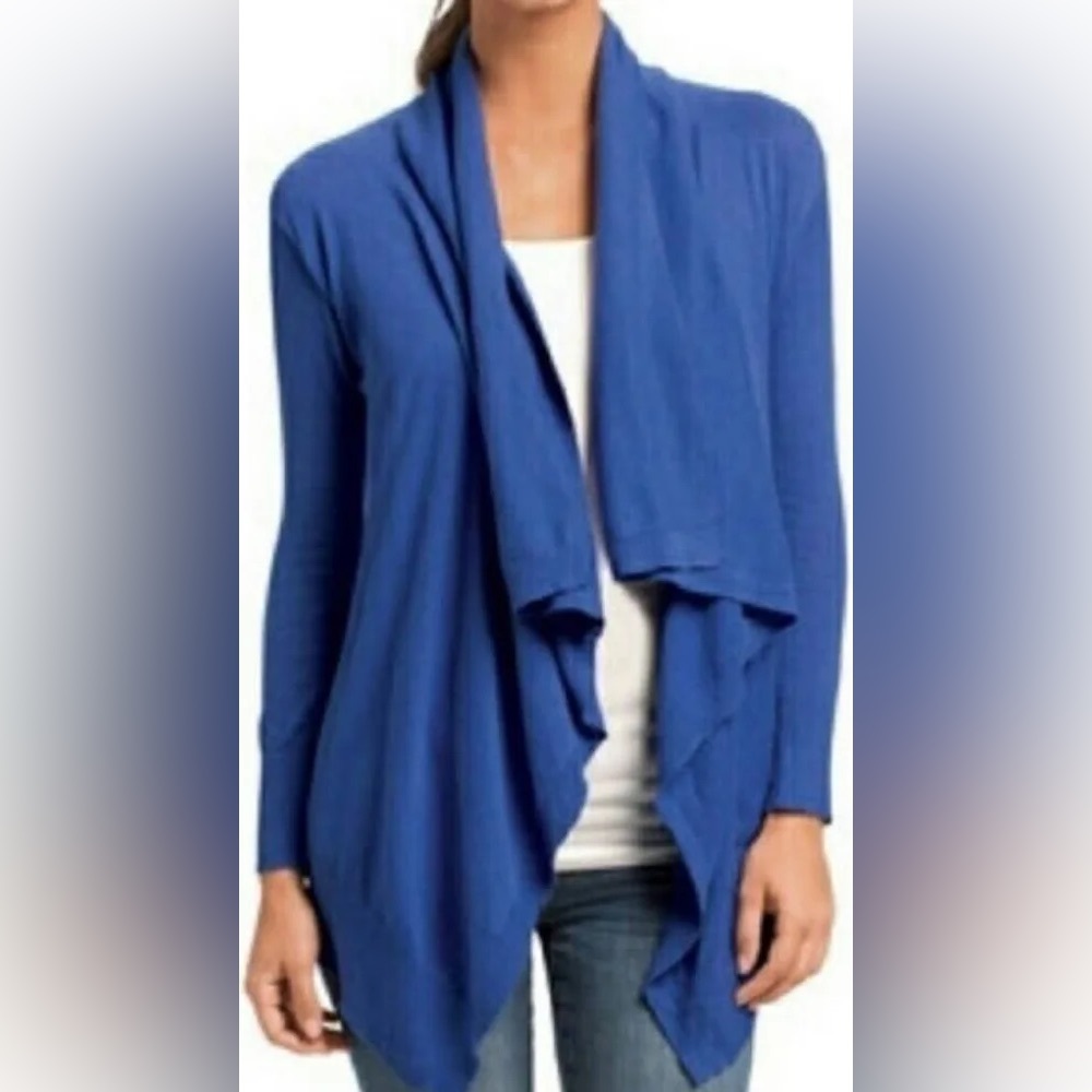 CAbi 835 Chelsea Topper Open Waterfall Cardigan Royal Blue Size Medium